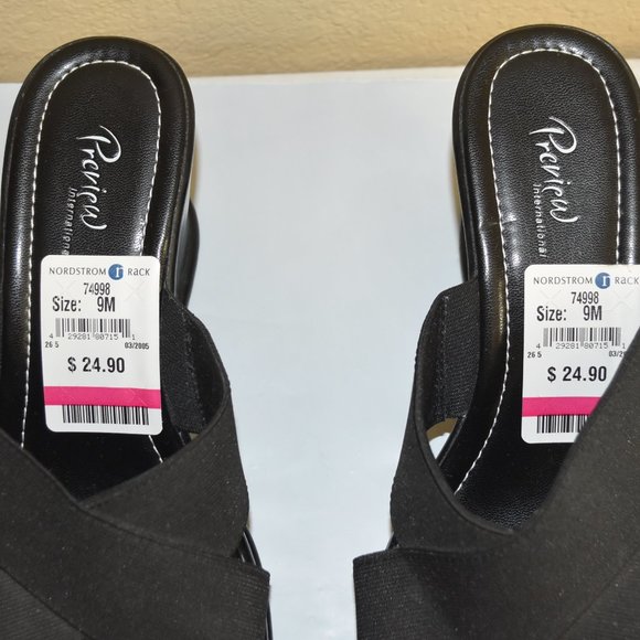 PREVIEW INTERNATIONAL WOMEN'S LEATHER WEDGE SLIP ONS, 3" HEEL, SIZE 9M, EUC! - Picture 7 of 9